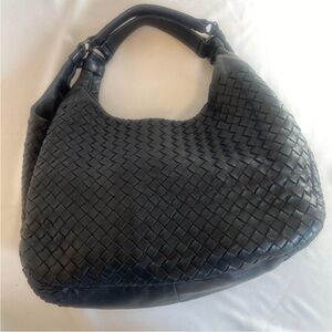 Bottega Veneta Campana Black Intrecciato Hobo Bag